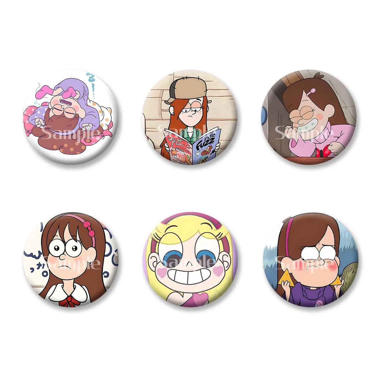 

Gravity Falls Mabel Dipper Anime Cartoon Flash Badge Keychains Makeup Mirror Fridge Magnet ACG Goods Game Peripherals Toy Gift
