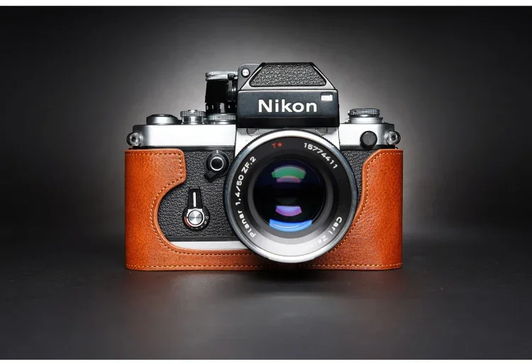 تصميم لكاميرا نيكون F2 F2A F2AS مصنوع يدويًا من الجلد الطبيعي حقيبة غطاء نصف كاميرا