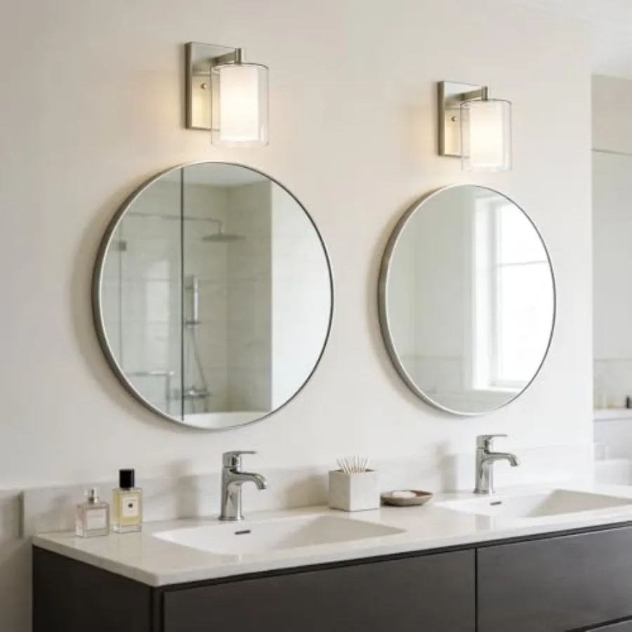 Wall Sconces Set of Two Modern Vanity Lights with Clear Shade Brushed Nickel Indoor Farmhouse Wall Light for Bathroom Living Ro