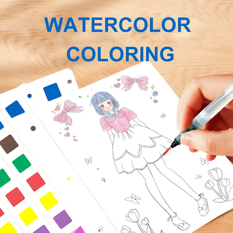 Creative arts Watercolors painting handmade DIY Kit cartoon Drawing Stickers Early Learning Educational Toys for kids Craft Gift