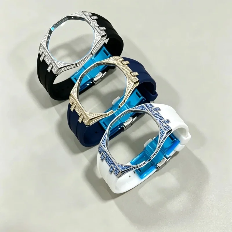 for Swatch Royal Pop Pocket Watch moissanite Modification Advanced Diamond Style Metal Case Silicone Strap Mod Kit Fit
