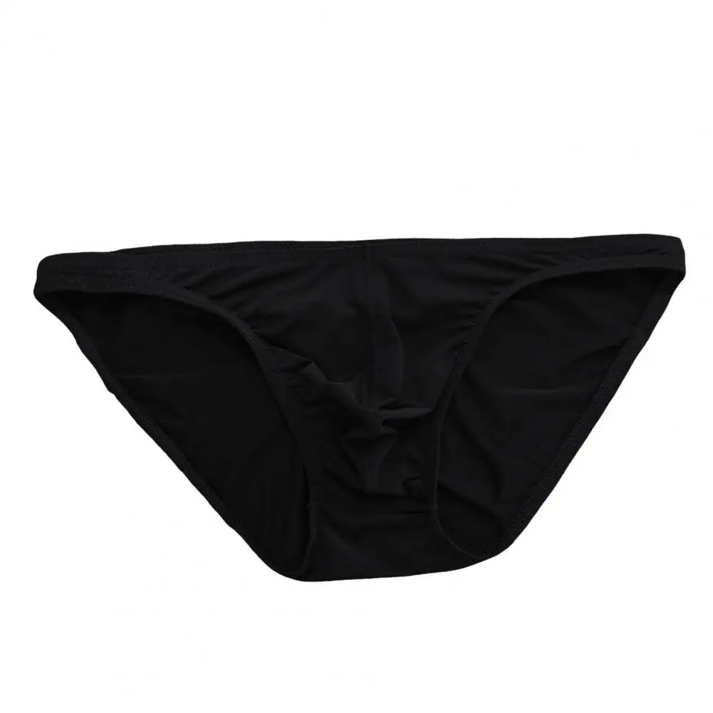 Comfortable Low-waisted Briefs Men's Ultra-thin Low-waist Briefs with Independent Bag Ice Silk Solid Color for Breathable