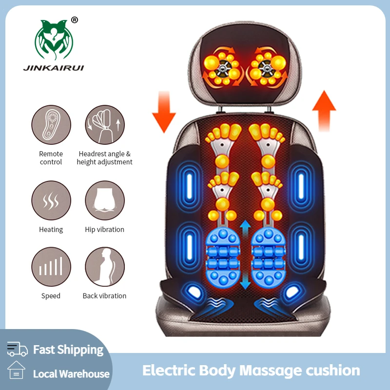 

Vibrating Electric Cervical Neck Back Body Cushion Massage Chair Muscle Stimulator Heated Remote Control Pad Fatigue Relife Gift