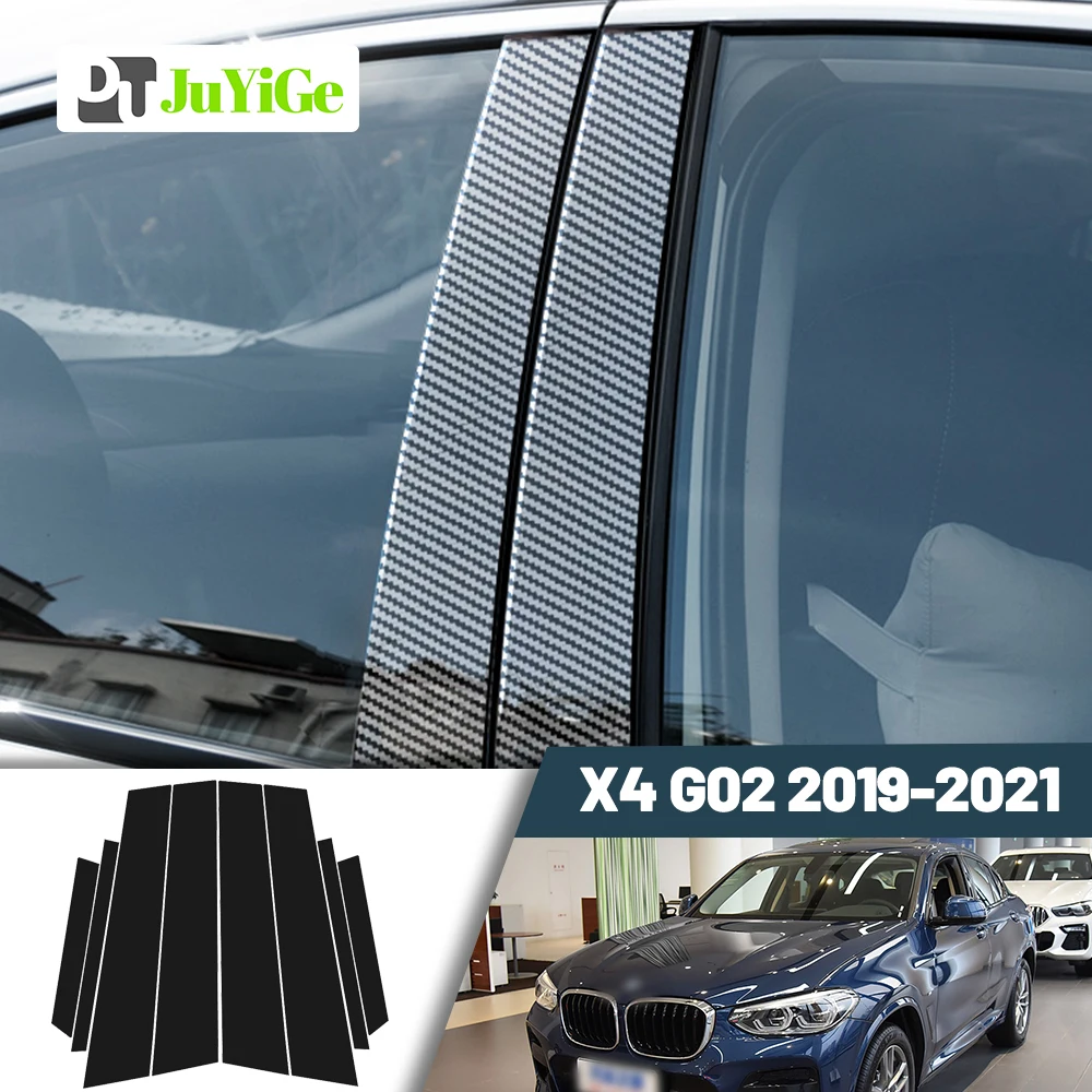 

Glossy Black Carbon Fiber Window Door Deal B C Pillar Post Cover Sticker For BMW X4 G02 2019-2021 2020