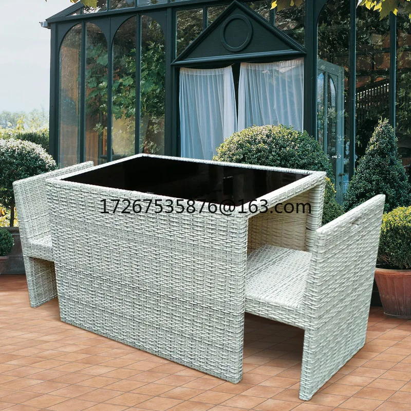 

Rattan outdoor furniture three-piece set, open-air balcony leisure rattan table and chair combination, cafe hotel table andchair