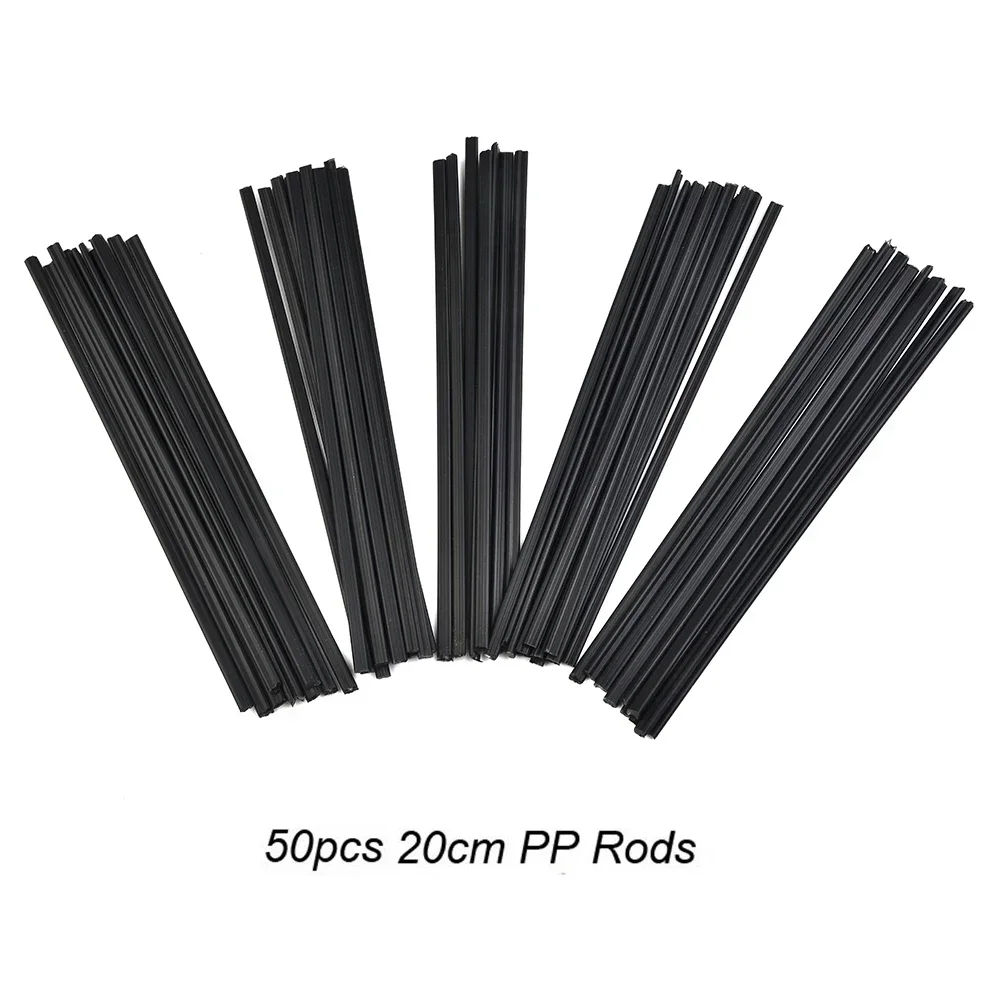 50 Stuks 200mm PP Zwart Plastic Lasstaven Auto Bumper Reparatie Sticks Lasser Soldeergereedschap Lage Temperatuur Brosse Lasstaven