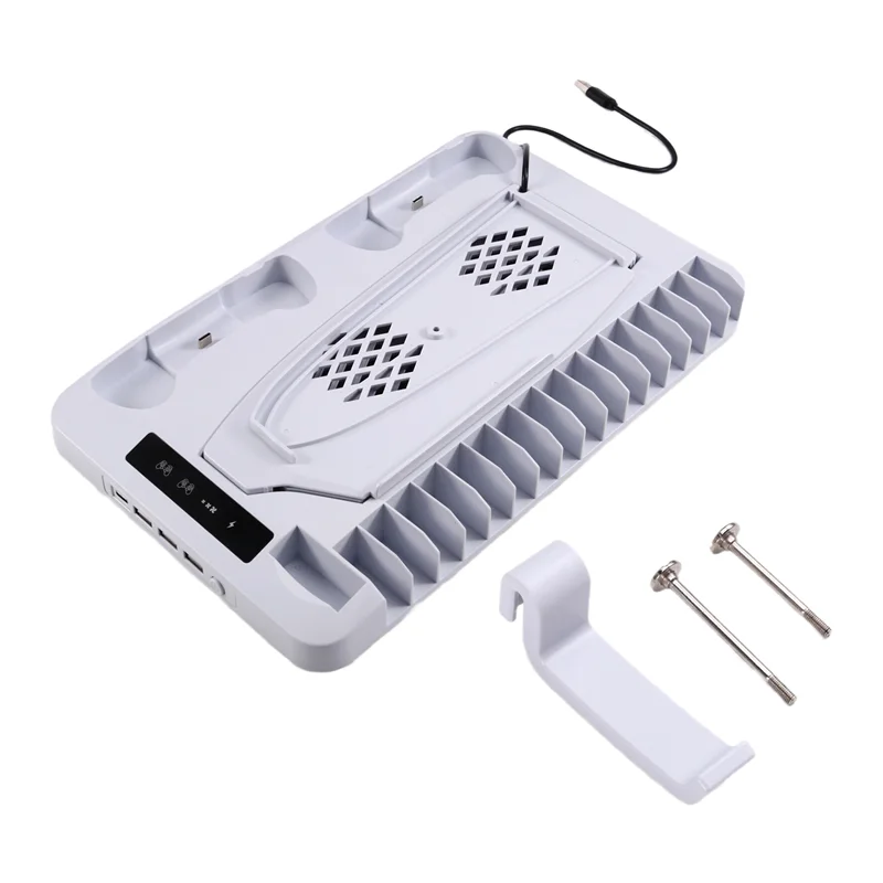 A84G-Cooling Base PS5 Console Charging Stand RGB Headset Hook PS5 Console PS5 Disc & Digital