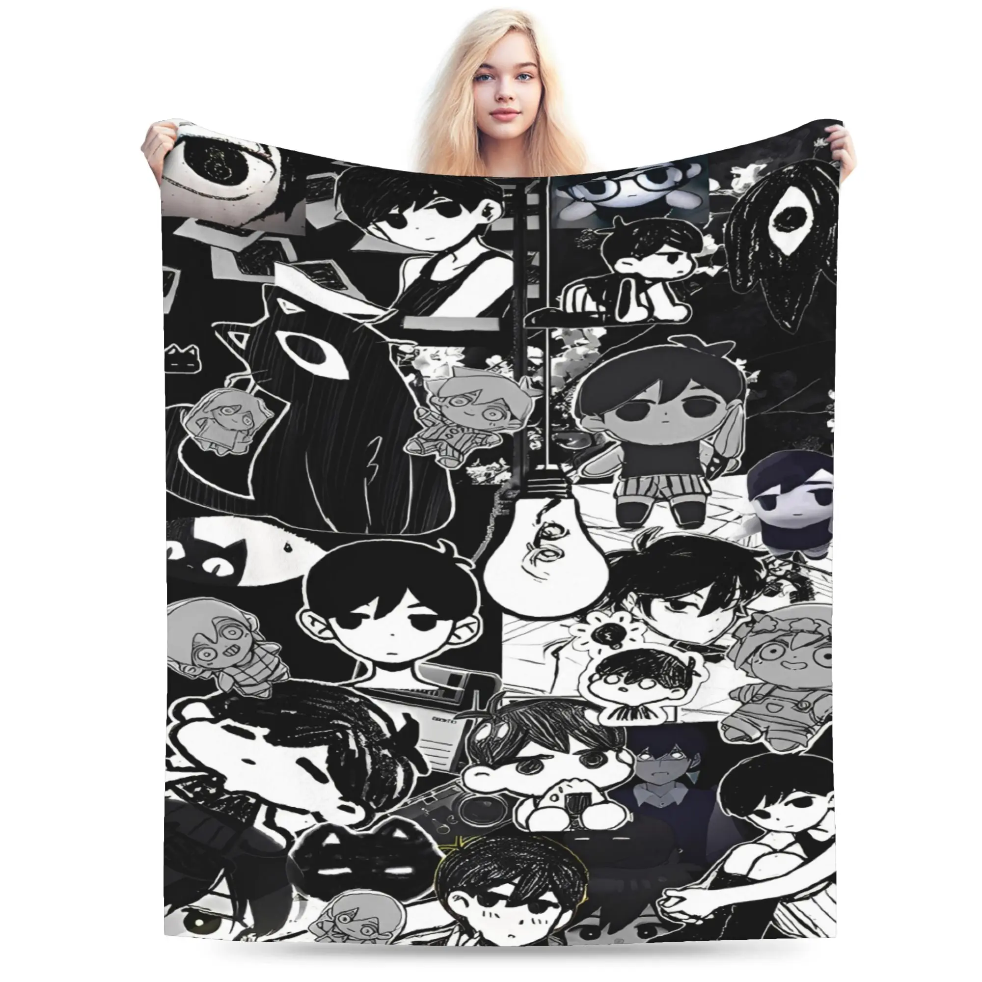 Anime Basil Omori Game Blanket Flannel Throw Blanket For Home Decor Super Warm Custom DIY Quality Bedspread Birthday Present