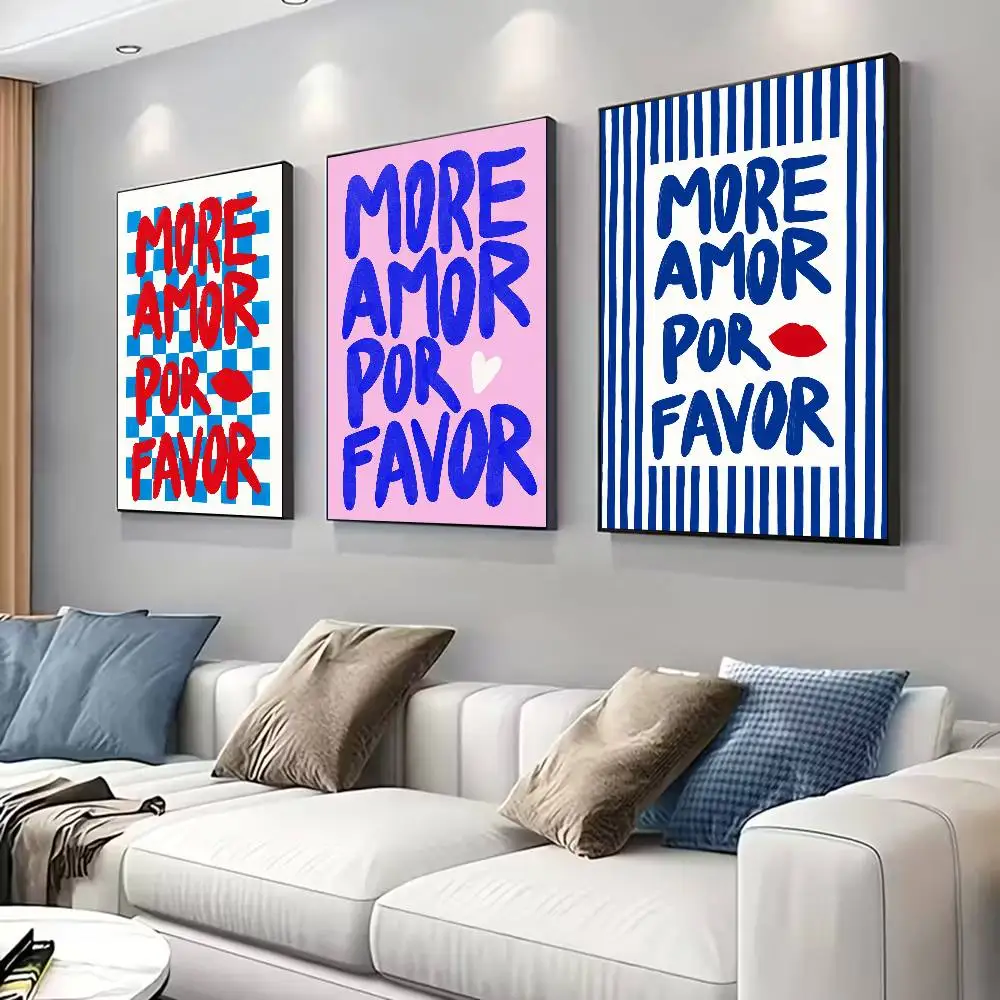 More Amor Por Favor Love Poster For Living Room, Bedroom, Office, Or Bar, Frameless, Indoor Use, Bedroom Wall Art.