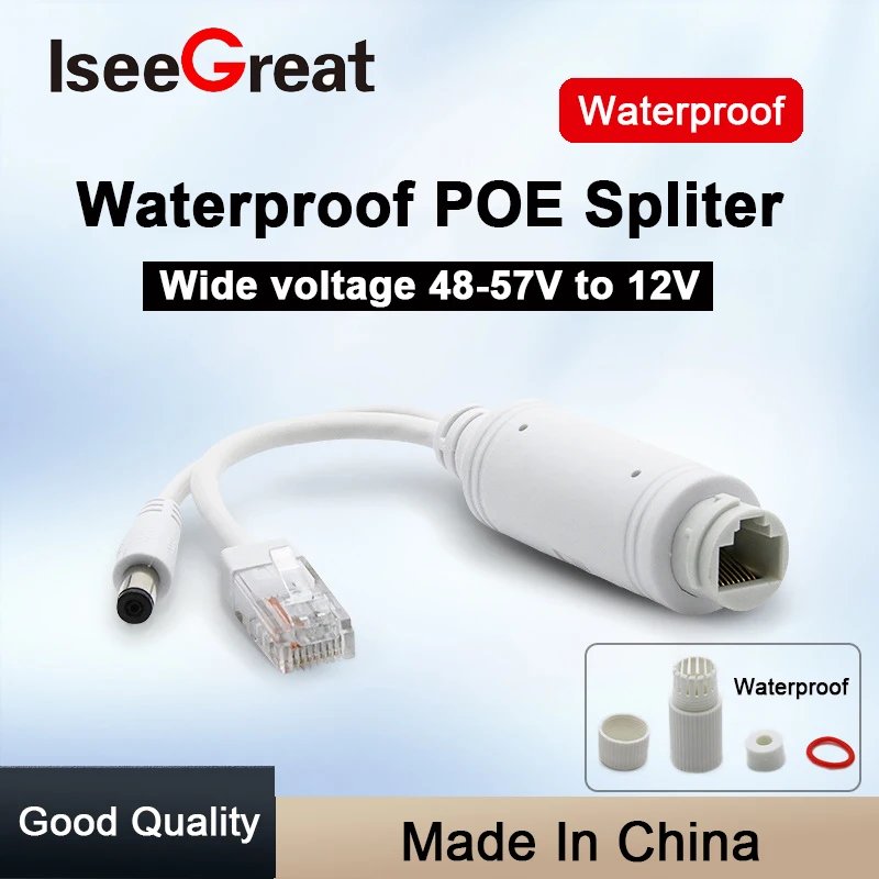 Imagem -02 - Poe Spliter Waterprrof com Vídeo Balun Mais Adaptador de Alimentação Cabo Módulo de Alimentação Injector 48v a 12v para Câmera ip Extensor 10 Pcs