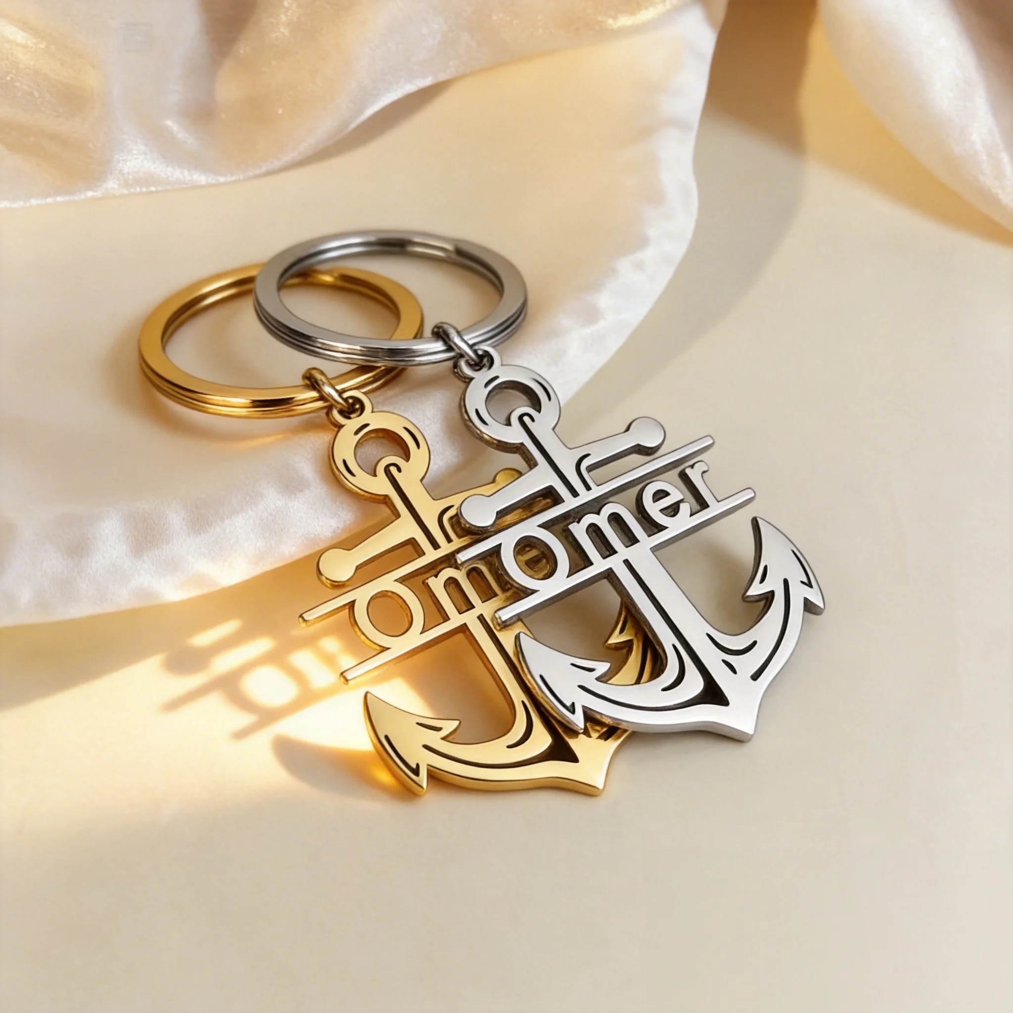 Custom Name Anchor Keychain Personalized Stainless Steel Anchor Key Ring Custom Engraved Name Key Holder Nautical Gift for Men