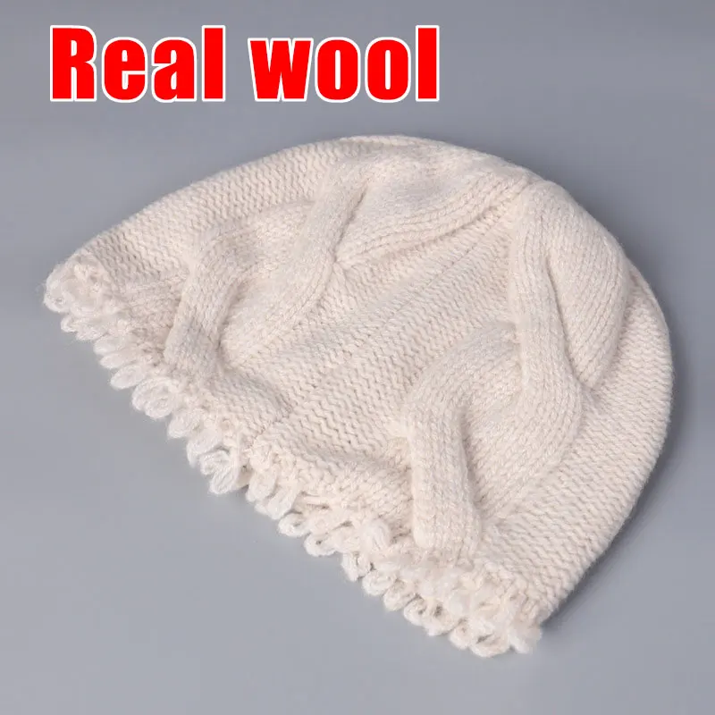 

100% натуральная шерсть, вязаная шапка-бини, модная женская зимне-осенняя уличная теплая шапка с черепом, женская дорожная шапка-рыбак, шапка-докер
