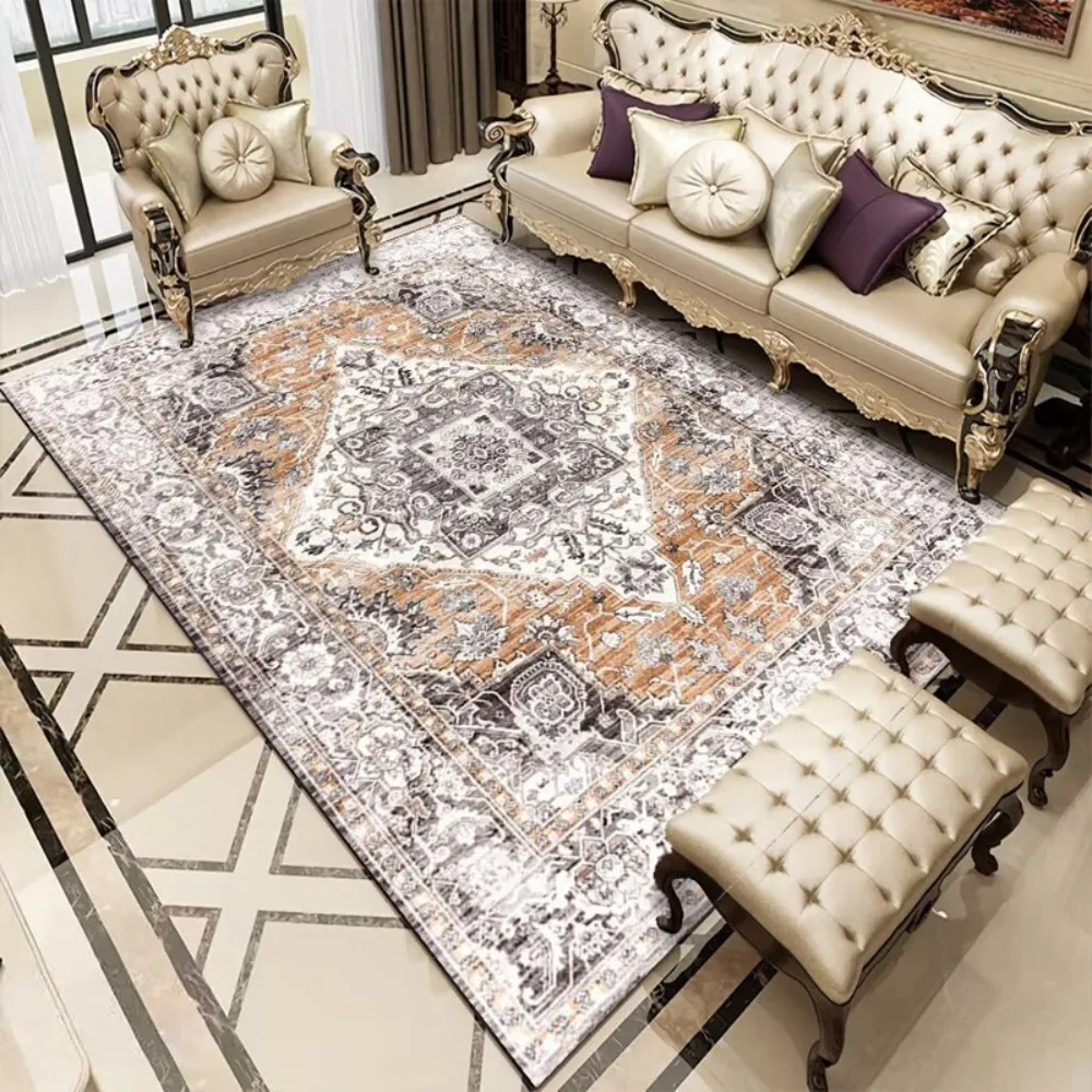 

VIKAMA Light Luxury European Vintage Rug Living Room Bedroom Anti Slip Wear Resistant Large Rug Home Furnishings