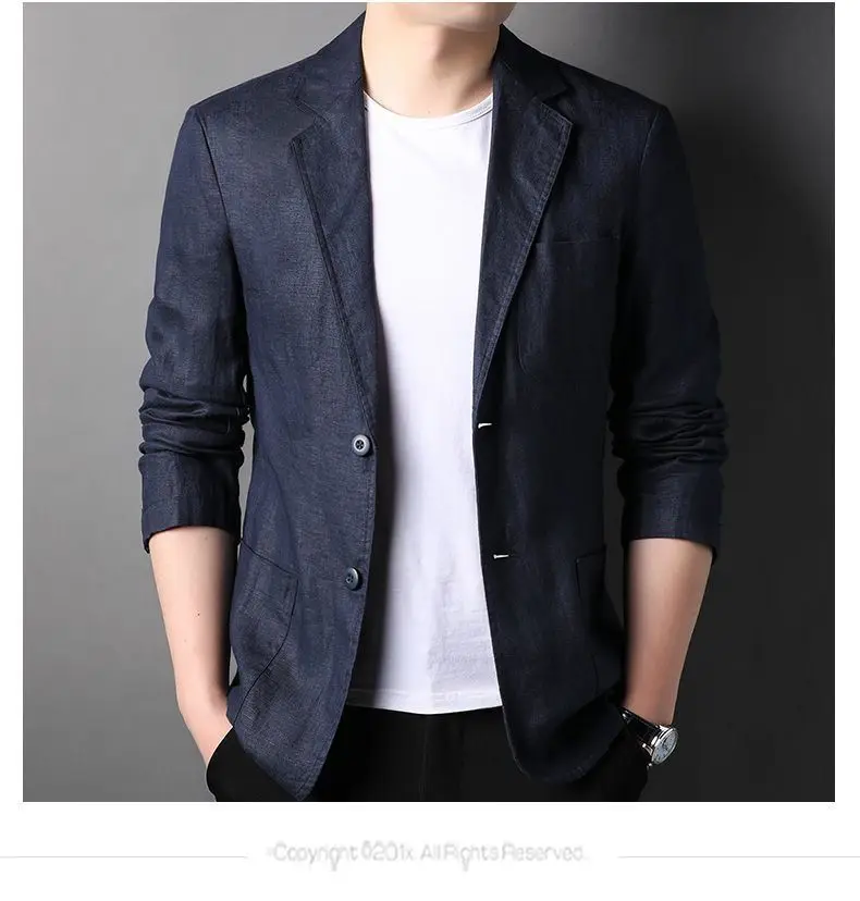 Leinen-Sonnenschutzjacke Blazer Modischer Herren-Outdoor-Reise-Hochzeits-Blazer Vielseitig Lässig Leicht Kühl Atmungsaktiv – Detail 10