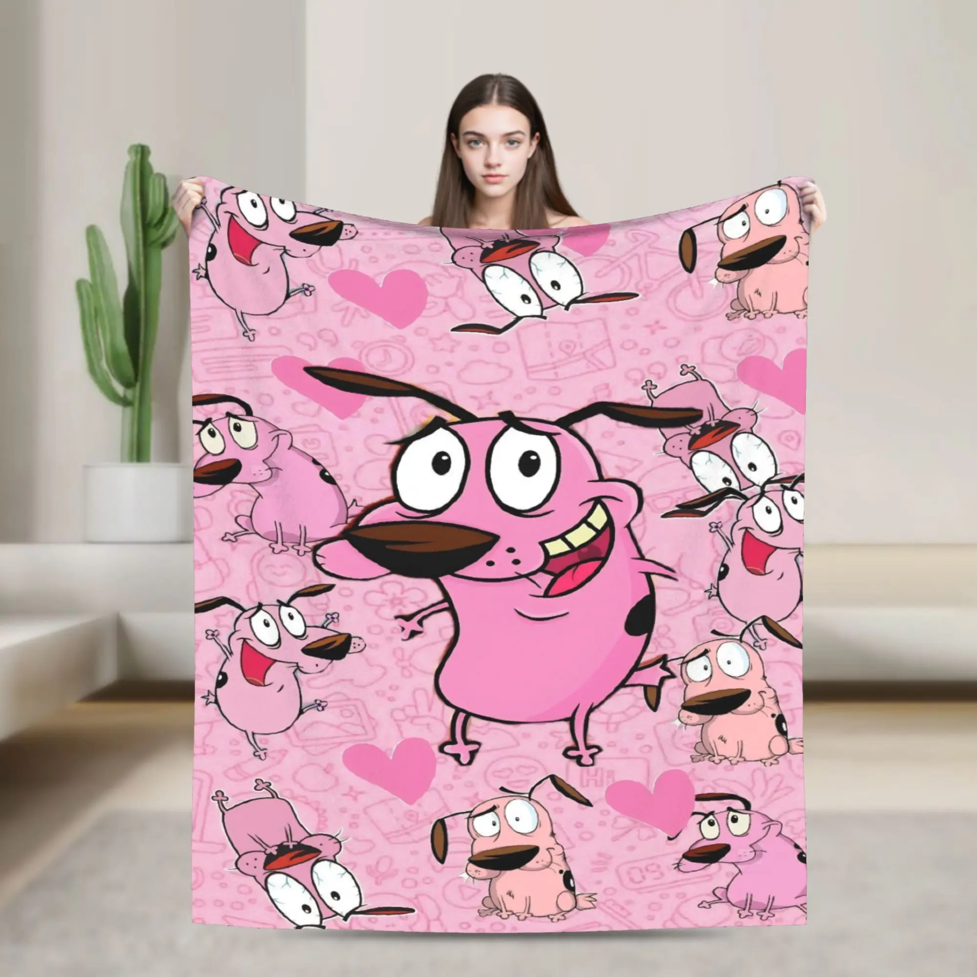 Couraged Cowardlys Dogs Blanket Fleece Summer Air Conditioning Multifunction Warm Throw Blanket for Sofa Car Bedding Throws