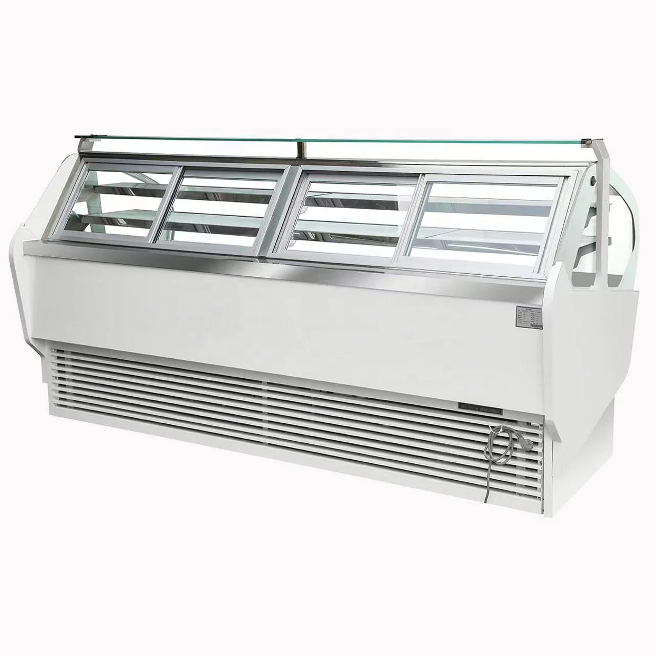 

Портативная двухдверная коммерческая витрина для хлебобулочных изделий, холодильник, изогнутая витрина для торта, стеклянный материал, воздушное холодильное оборудование