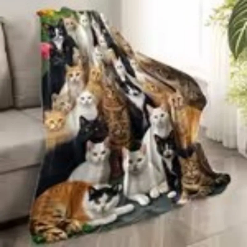 Wolf Blanket Yin Yang Throw Black and White Animal Pattern Fleece Bedspread Soft Decorative Tapestry for Sofa Bed