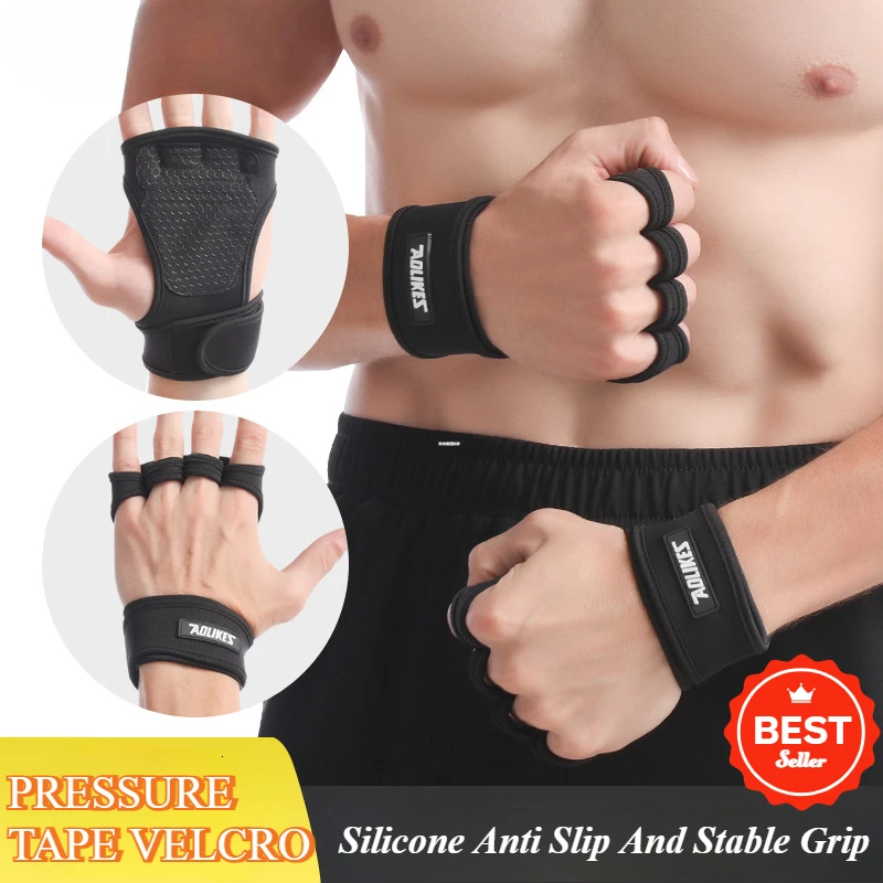 Fitness Wristband Anti Slip Gloves Half Hand Hard Pull Bench Press Male Weightlifting Palm Pull Up Outdoors Train Female Cycling