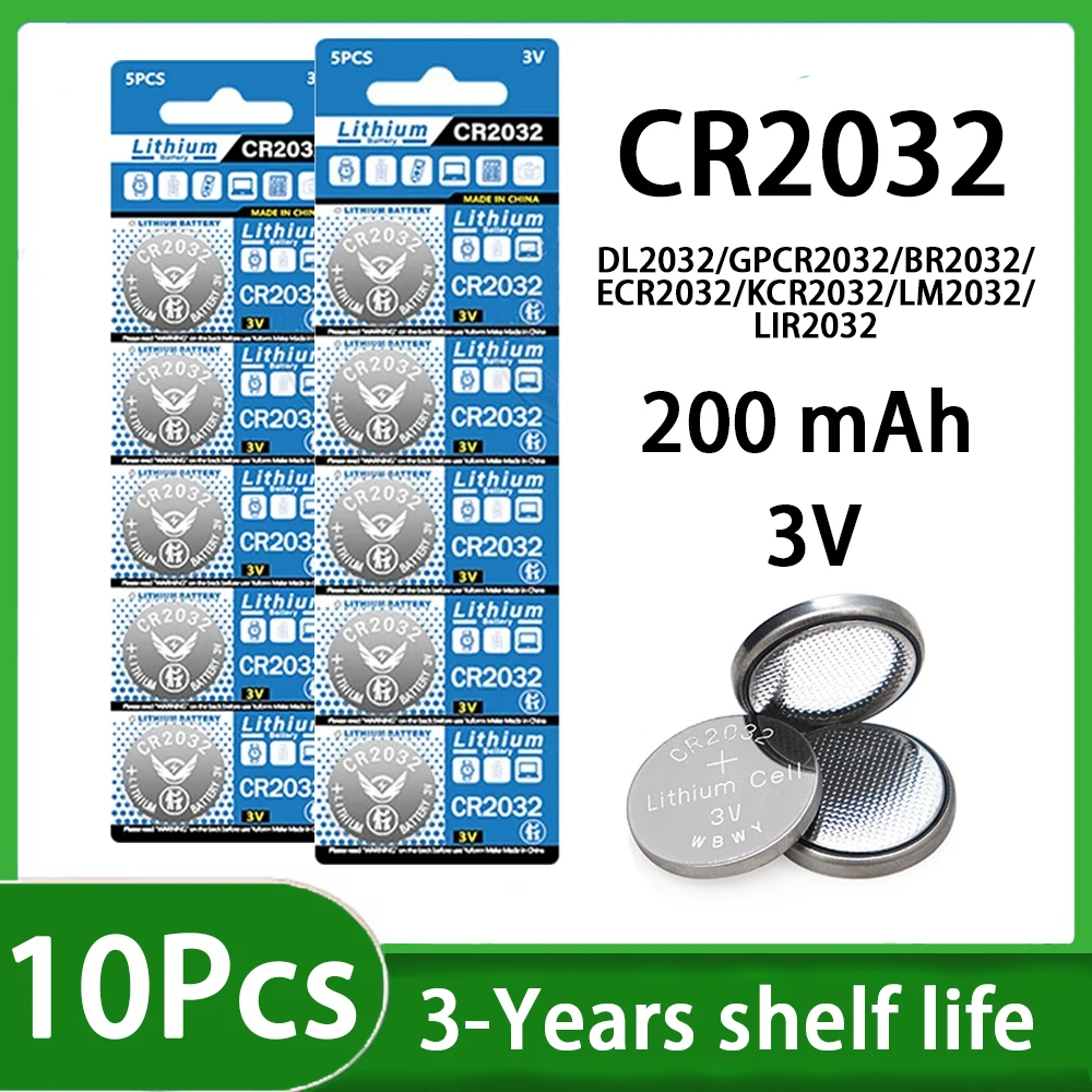 5-100PK CR2032 Coin Cell CR 2032 DL2032 BR2032 KCR2032 Battery Car Remote Control Toy Coin Cell Electronics