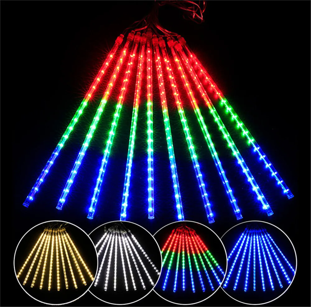 8 Buis Eu/Us Plug Led Meteorendouchelampen Vallende Regenval Sprookjesachtige Lichtslingers Voor Kerstfeest Tuin Vakantie Decoraties