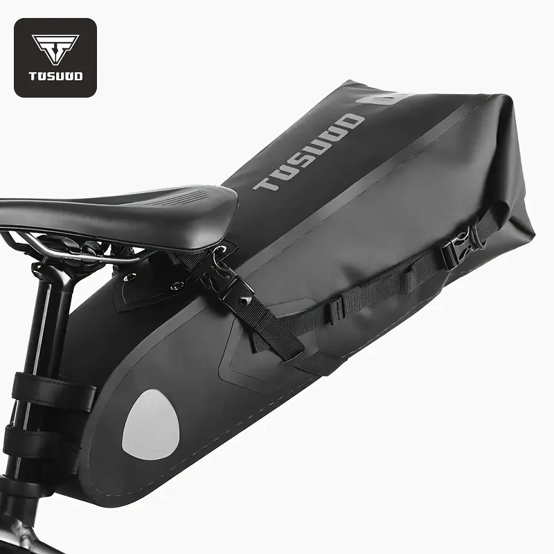 

TOSUOD 10 L Tail Bag, 56×24×12.5 cm, 575 g, PU Bonded, Reflective, QR Straps, Black