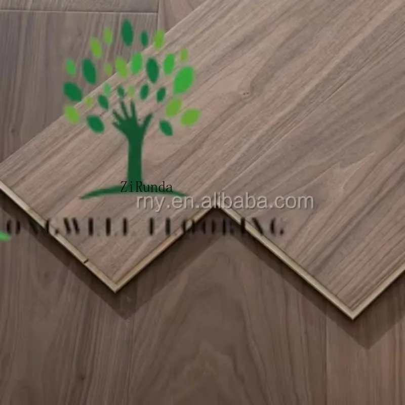 نسخة مخصصة من أرضية خشبية صلبة من خشب الجوز المتين الراقية وأرضية خشبية صلبة طبيعية لغرفة النوم الداخلية وأرضية خشبية هندسية