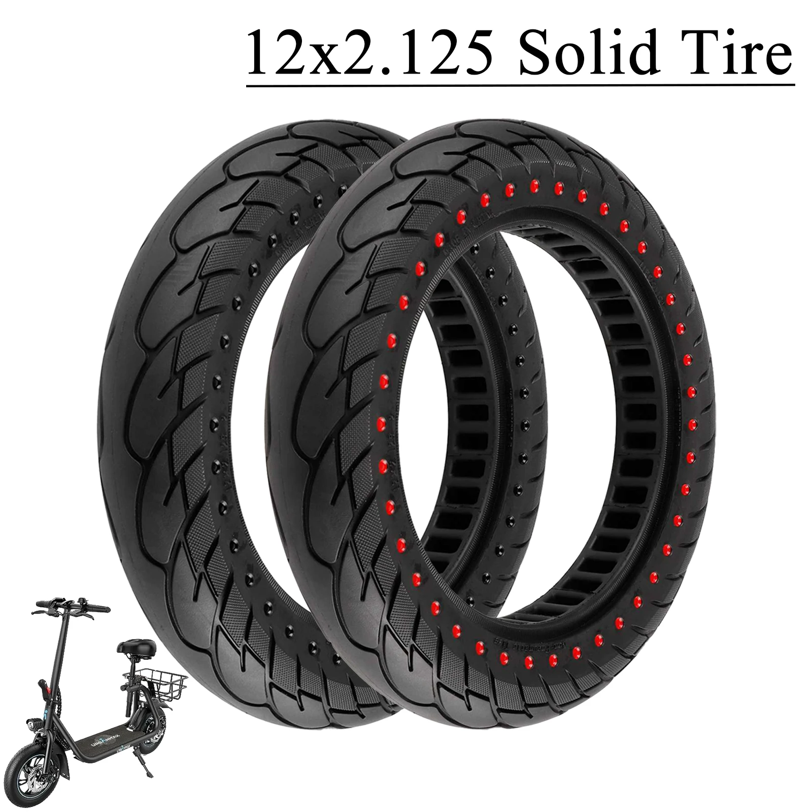 12 inch 12x2.125 Solid Tire For A Variety Of E-Scooter E-bike 12 1/2x2 1/4 Tubeless Rubber Honeycomb Tire Replacement parts