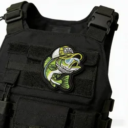 Parche táctico pez bagre con gancho y bucle para mochila de pesca