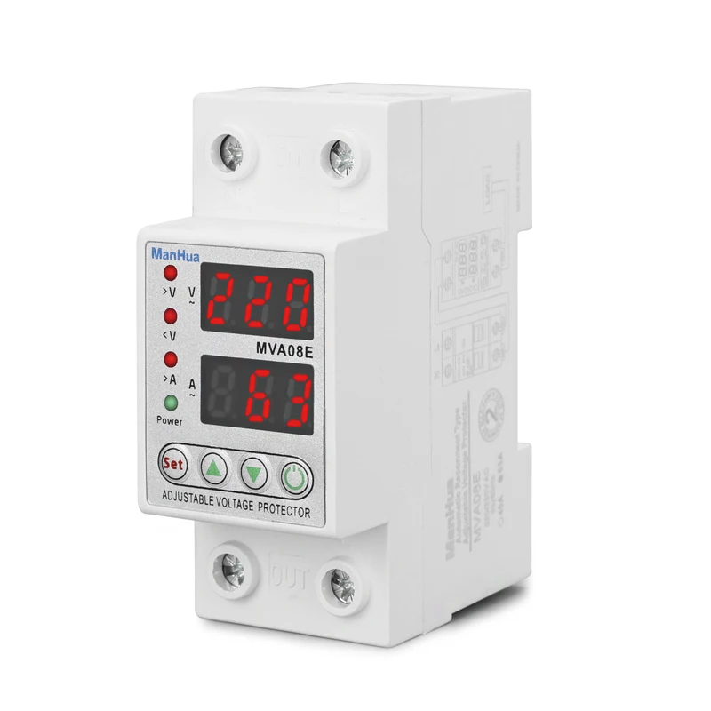220V 40A 63A Digital Overvoltage Relay HD Touch Display Intelligent Undervoltage Protector Relay Reset Protection Din Rail Mount
