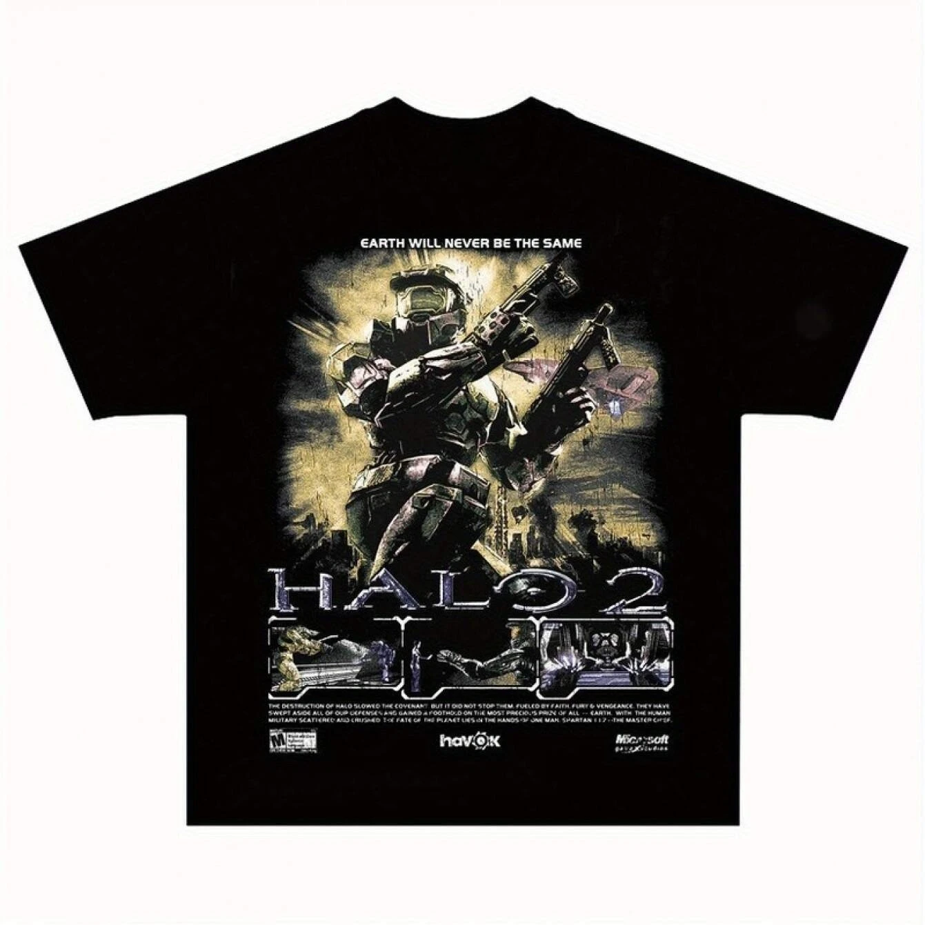 Camiseta Retro HAL 2 para Homens, Estilo Clássico Bootleg com Estampa 'Earth Will Be Same', Camiseta Preta para Gamers