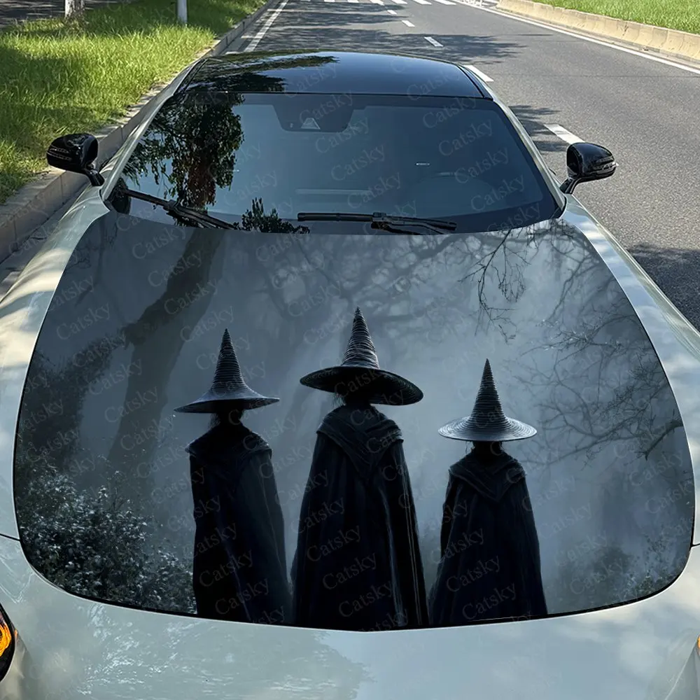 

Car Decal Three Witches with Dark Reflective Artistic Fusion Design, Creating a Mysterious and Shadowy Visual Car Hood Sticker,