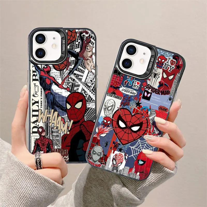 Marvel Spider Man Plain Black Cool Phone Case For iPhone 15 14 13 12 11 Pro Max XR XS MAX 7 8 Plus MINI Soft Silicone Back Cover