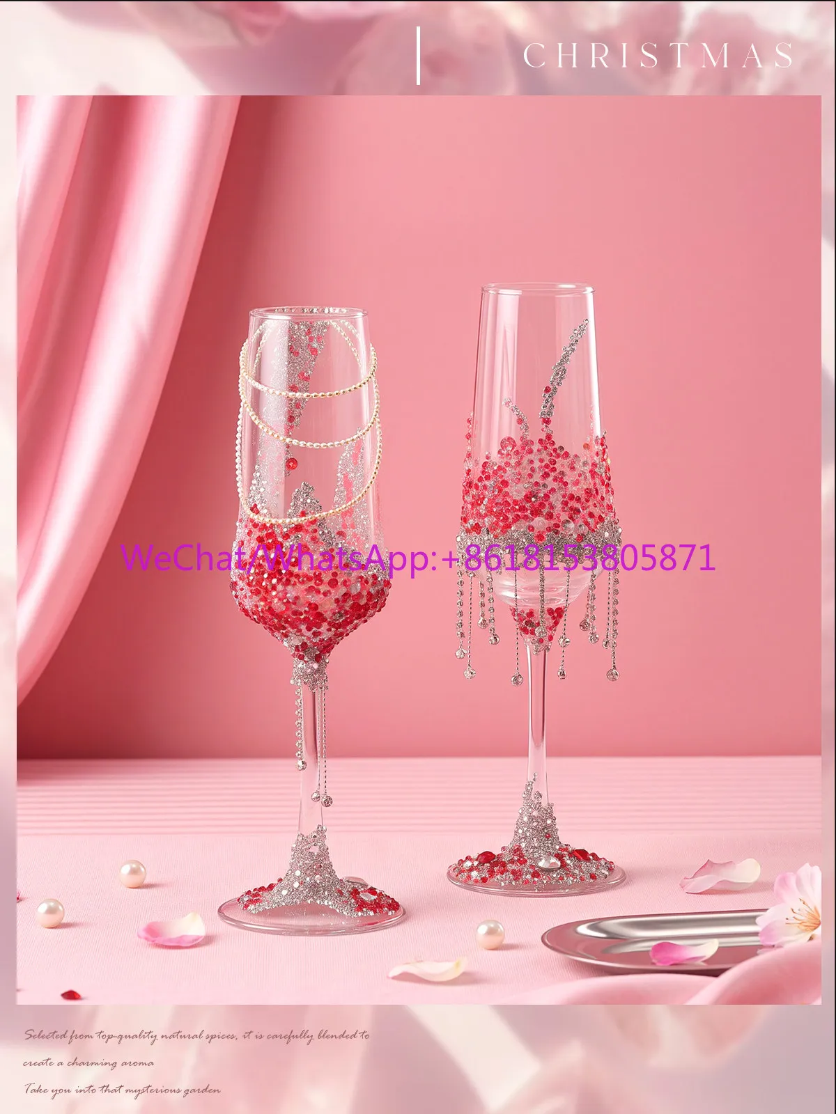 High-value glass champagne cup exquisite toasting cup wedding cup gift box set