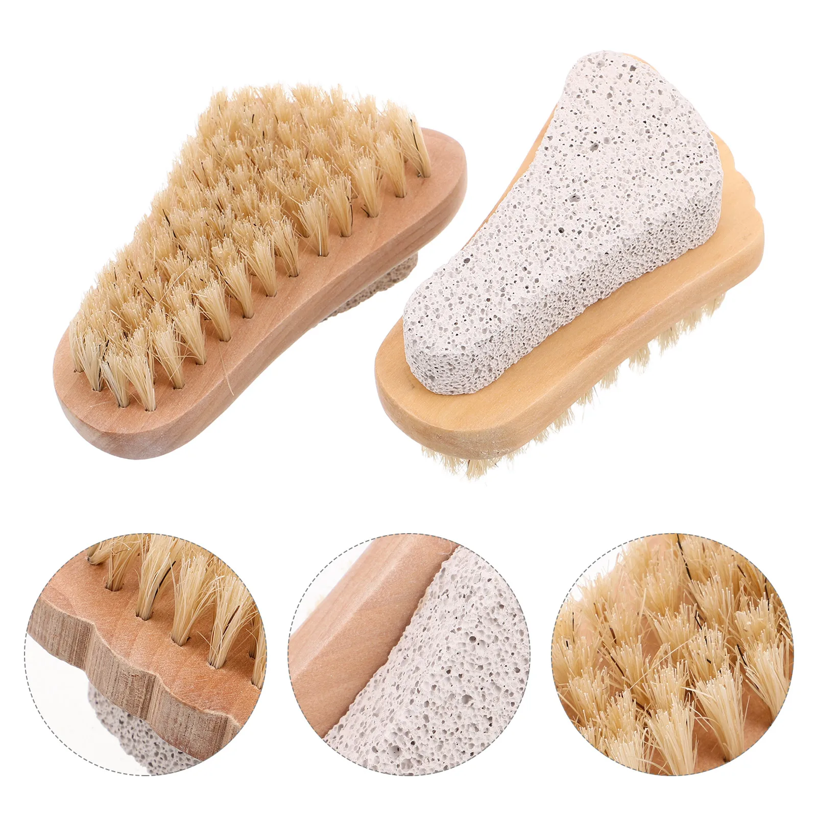 

2 Pcs Foot Scrubber Callus Remover Exfoliating Bristle Stone Care Dry Skin Manicure Wooden Hand Brush Foot Massage Bath Brush