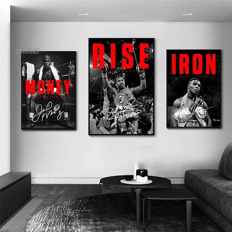 Boxing Legends Poster Boxer Mike Tyson ,Pacquiao Pacman Graffiti Art Canvas Painting Abstract Portrait Wall Art Mural Home Decor