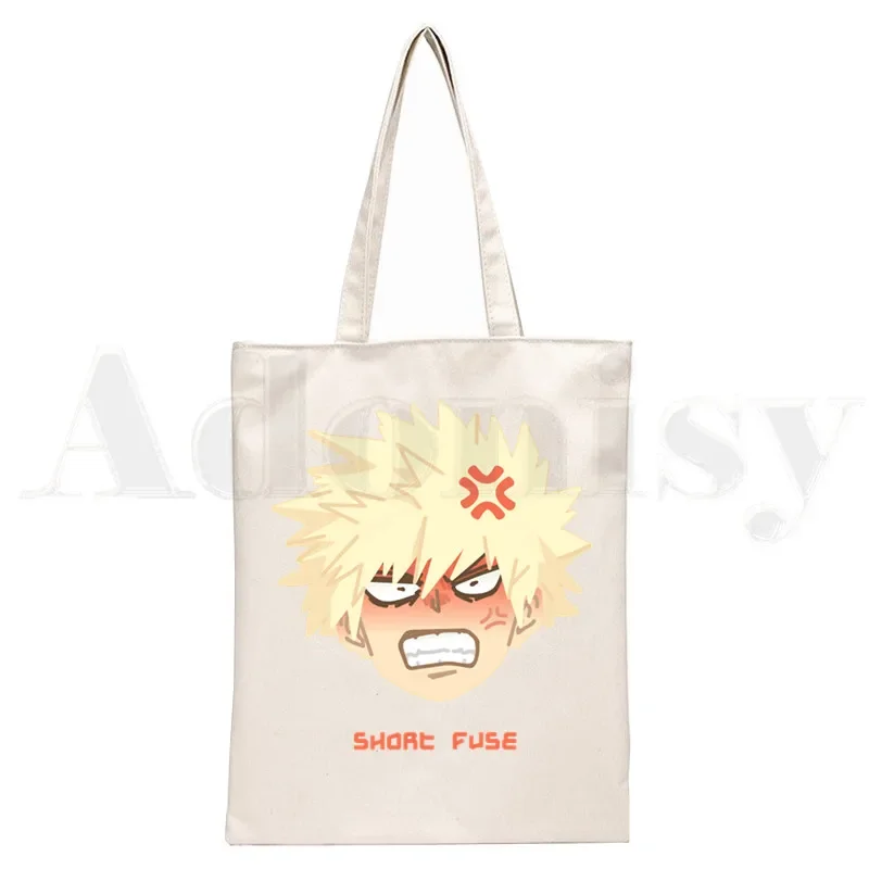 Boku No Anime My Hero Academia Bakugou Katsuki Graphic Cartoon Print Shopping Bags Girls Fashion Casual Pacakge Hand Bag