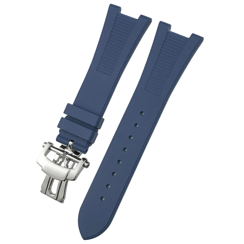High Quality Concave Grooved Rubber Silicone 25mm 12mm Watchband for Patek Philippe PP 5711 Nautilus Wristband Soft Watch Strap