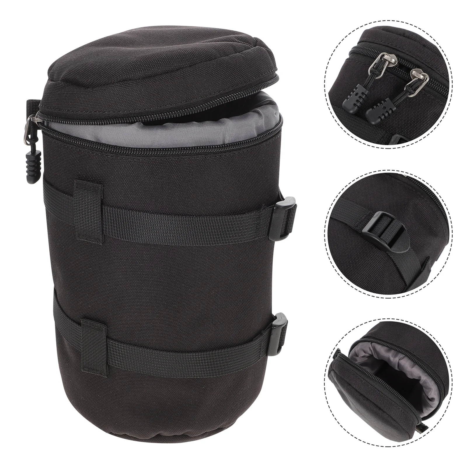 Wysokiej jakości etui na obiektyw aparatu z PU, lekkie, kompaktowe, odporne na wstrząsy, ochronne na obiektywy, przenośna torba do przechowywania, antykolizyjne etui na obiektyw.