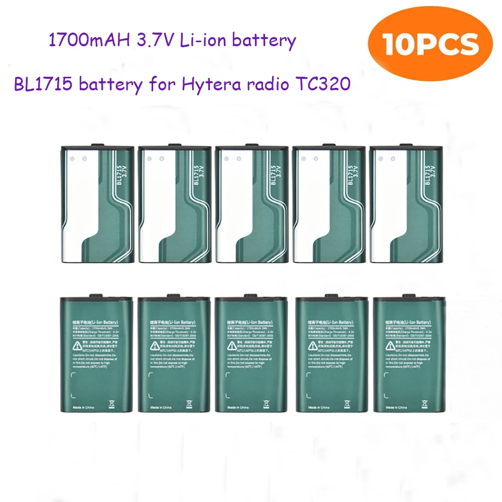 

10PCS NEW 3.7v 1700mAh Li-ion Battery Pack BL1715 for HYT/Hytera TC-320 TC320 TC320U