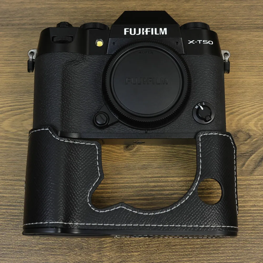 Synthetic Leather Base Bag Half Case Pouch for Fuji X-T50 Camera