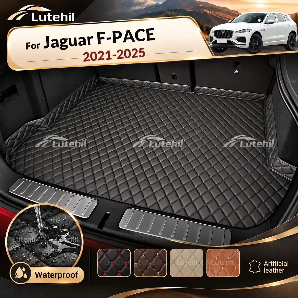 For Jaguar F-PACE X761 2021-2025 24 3D Car Trunk Mat Cargo Mat Carpet Waterproof All Weather Cargo Liner Protection Accessories