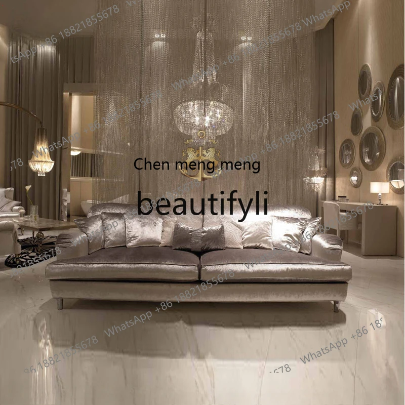 

Three-person sofa Hong Kong-style light luxury leisure sofa full soft bag