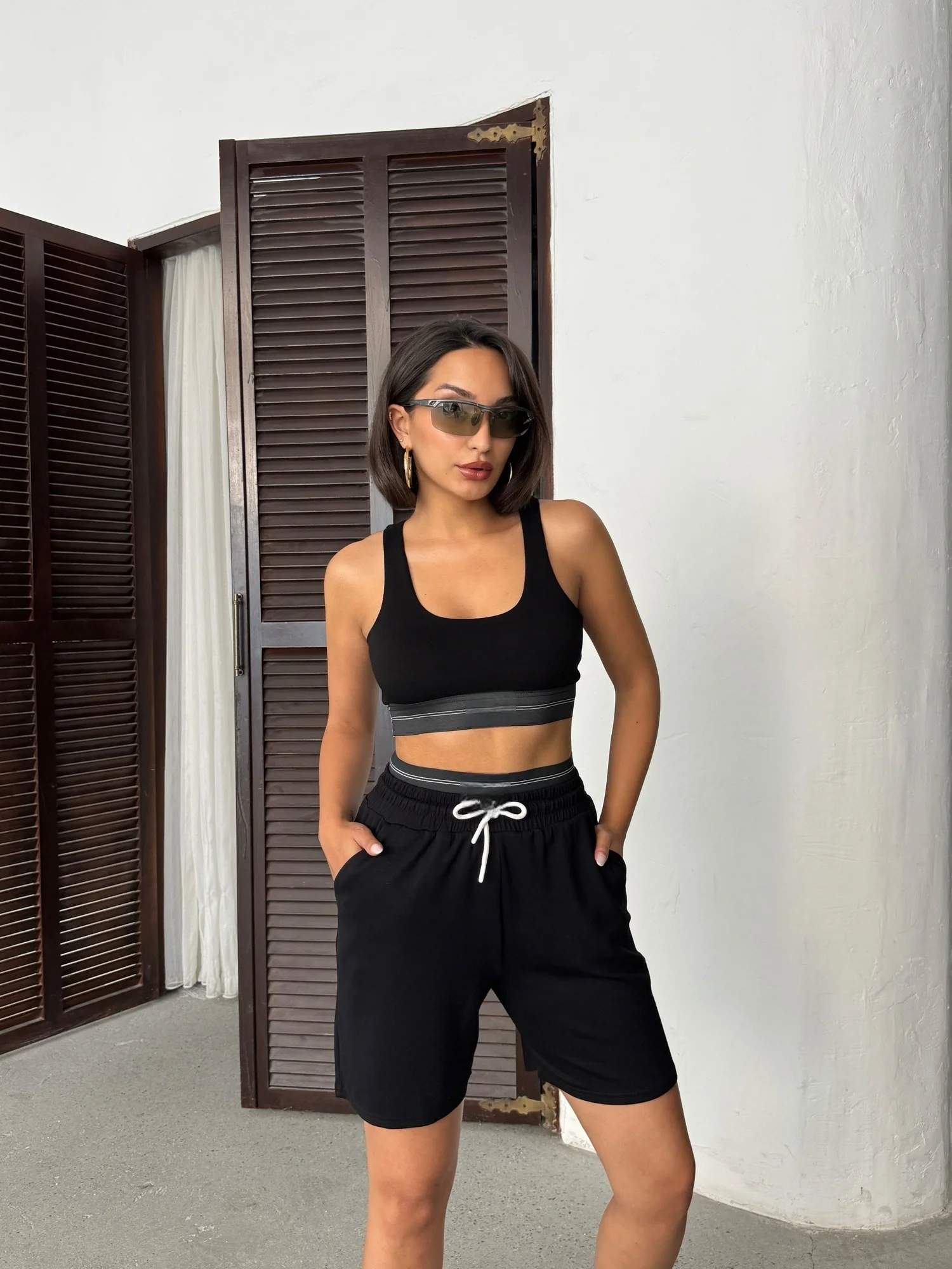 Women's Sets Two 2 pieces Sale Sexy Cropped Y2K Tank Tops &High Elastic Waist Wide Leg Short Suits
