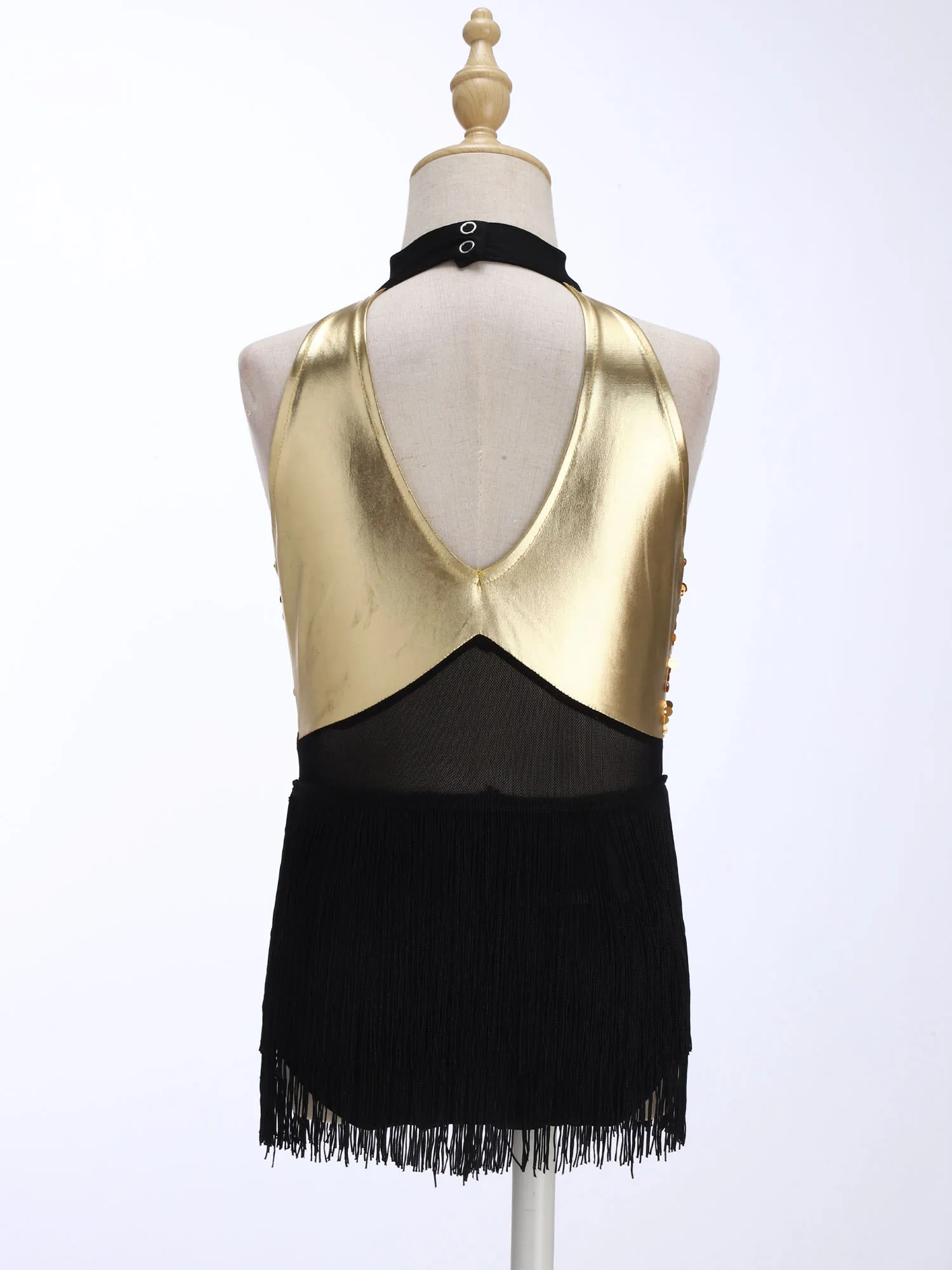 Ballet Jersey Latin Leotards Dresses for Girls Kids Sequin Jazz Tango Chacha Dress Sleeveless Shiny Tassel Dress Rumba Dancewear - view 4