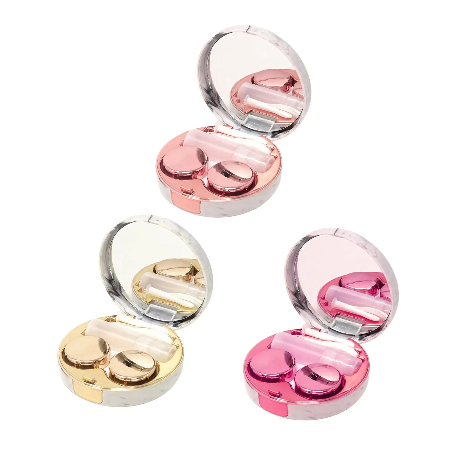 Compact Contact Lens case Lens Care Reusable with Mirror Tweezers Stick