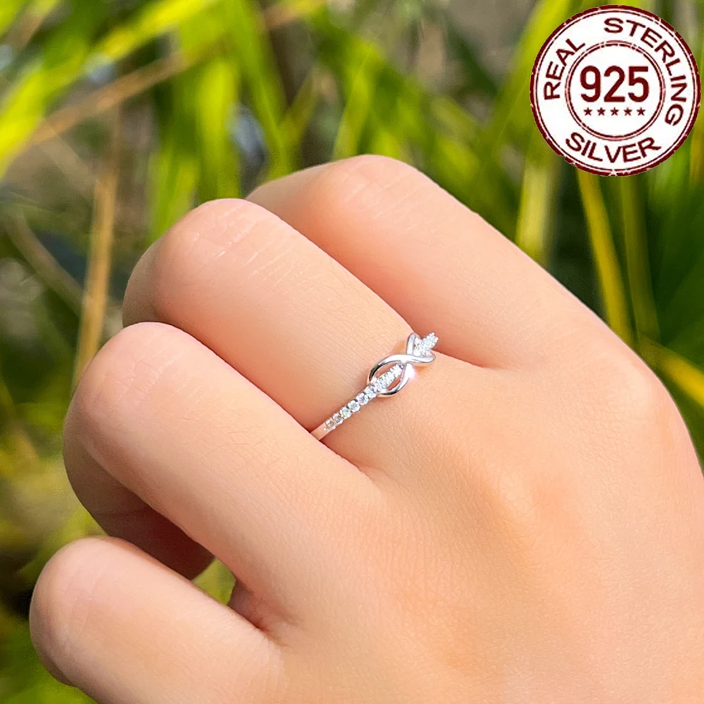 CWWZircons Fine 925 Sterling Silver Twisted Wedding Promise Ring dla kobiet Infinite Design Micro Pave CZ Chic Jewelry Gift SR030 — zdjęcie 3