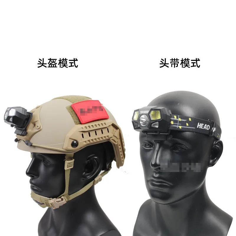 Tactical Helmet Headlamps  Strong light Waterproof  Signal light USB Charging & MH PJ BJ Rescue Red helmet