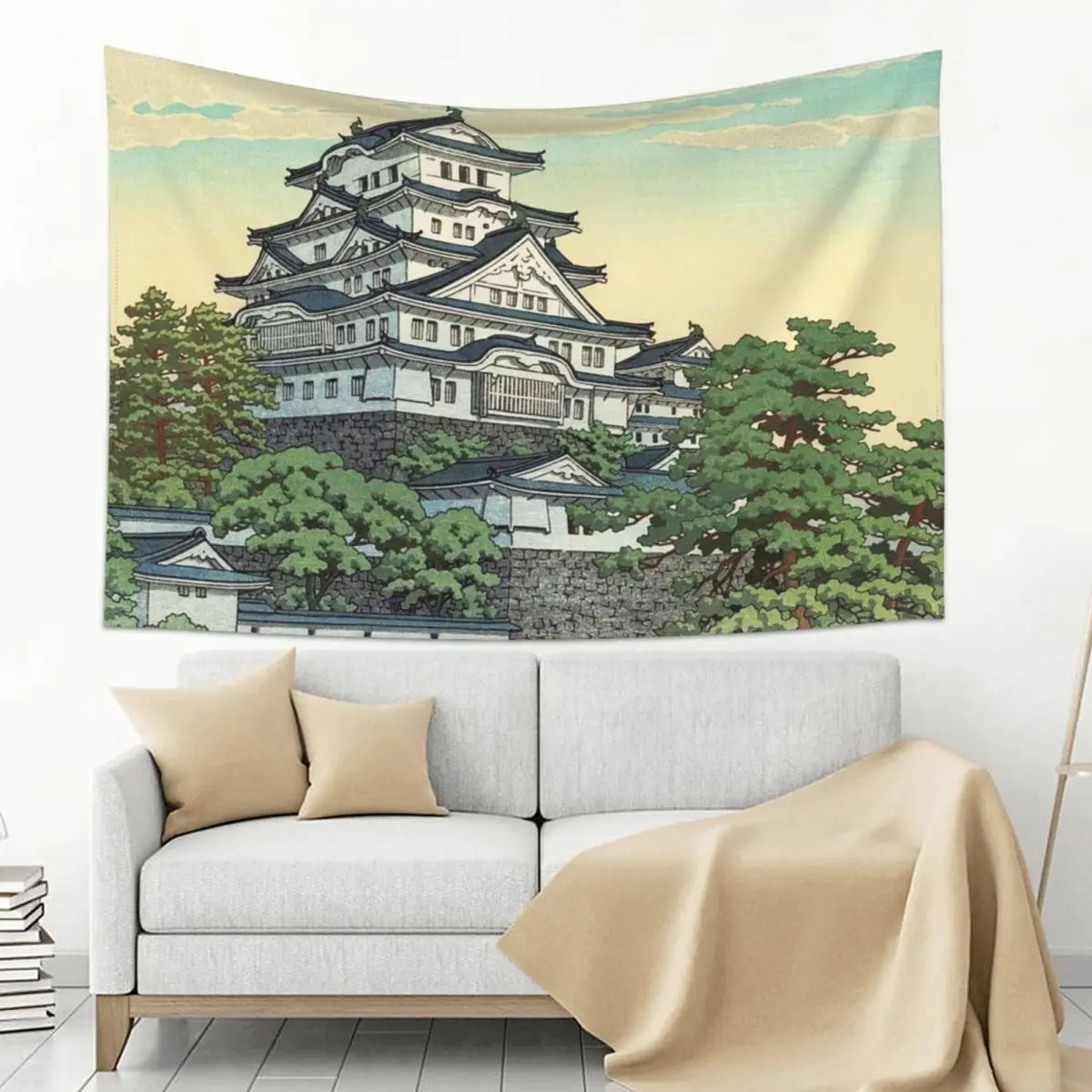 

Hasui Himeji Castle Tapestry Room Decorator Home Decor Accessories Aesthetic Room Decor Tapestry