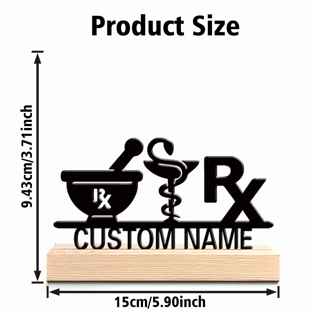1pc Modern Pharmacist Customized Letter Metal Statue Art Crafts With Wood Base Tin Ornament With Wood Base For Children Gifts view 6