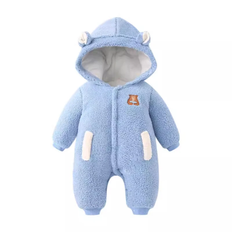 AYNIGIELLBaby Winter Jacket Warm Hooded Infant Romper Thicken Soft Cotton Boys Jumpsuit Cartoon Baby Girl Clothes 0-12 Months